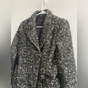 BCBG Max Azria Women's Faux Sherpa Midi Coat with Notch Lapel